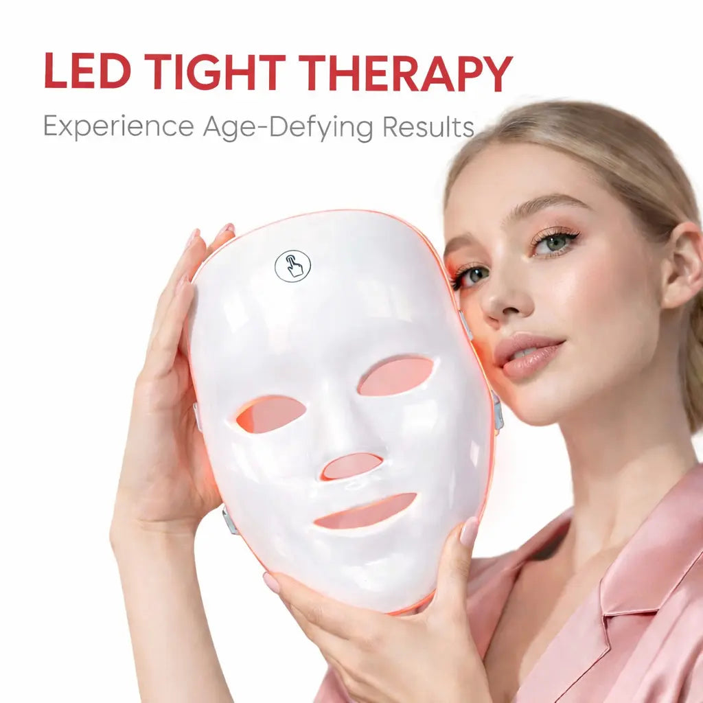 Red Light Therapy Mask, 7-Color LED Photorejuvenation Mask, Daily Care Photorejuvenation, Wireless Charging, Ideal Gift for Women, Autumn and Winter Skin Care Facial Care Gift