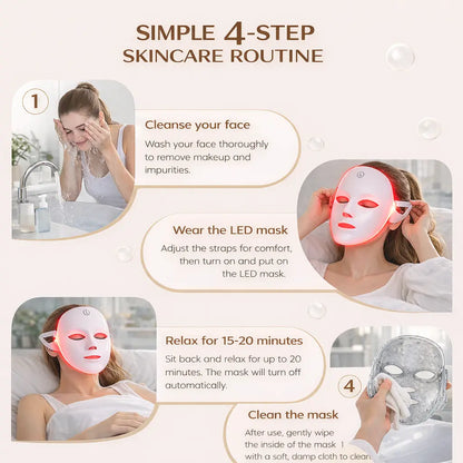Red Light Therapy Mask, 7-Color LED Photorejuvenation Mask, Daily Care Photorejuvenation, Wireless Charging, Ideal Gift for Women, Autumn and Winter Skin Care Facial Care Gift